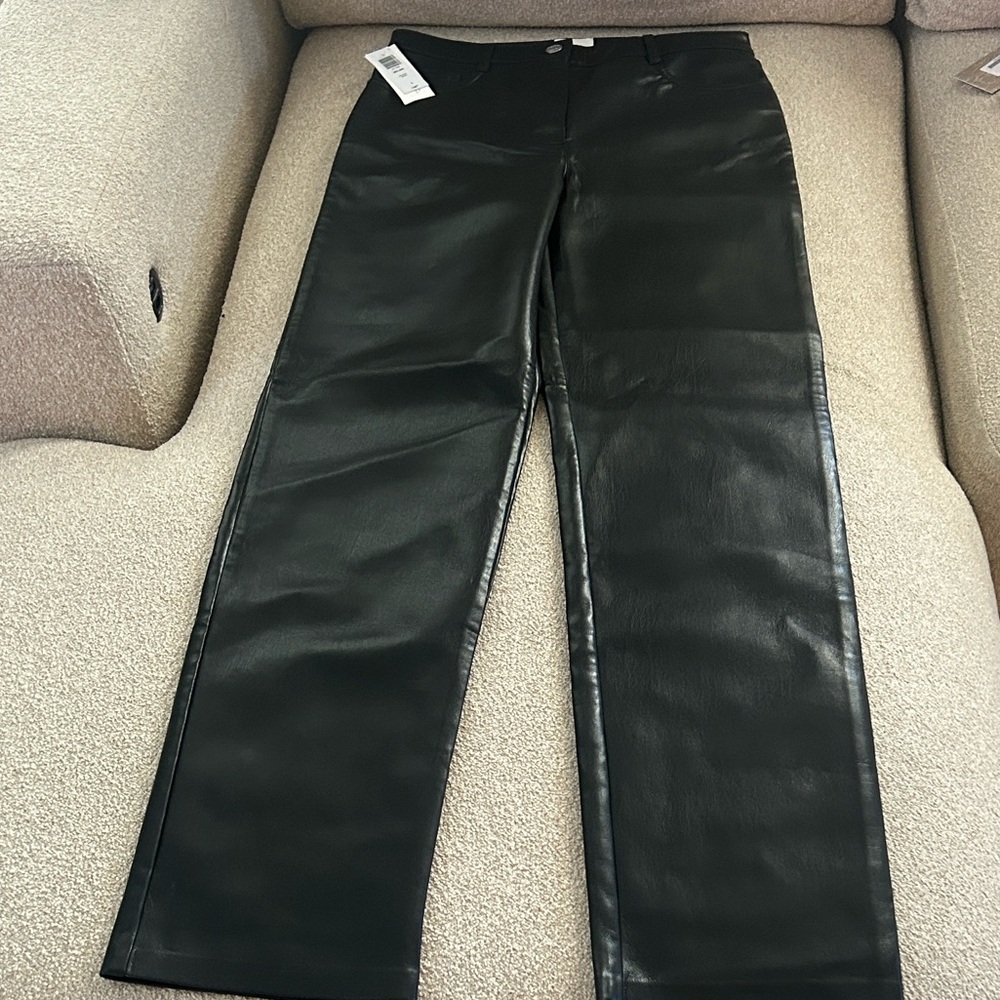 Aritzia Wilfred Melina Black Leather Pants